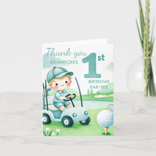 Hole in One 1st Birthday Boy Golf Par-tee Thank You Card