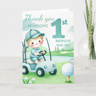 Hole in One 1st Birthday Boy Golf Par-tee Thank You Card