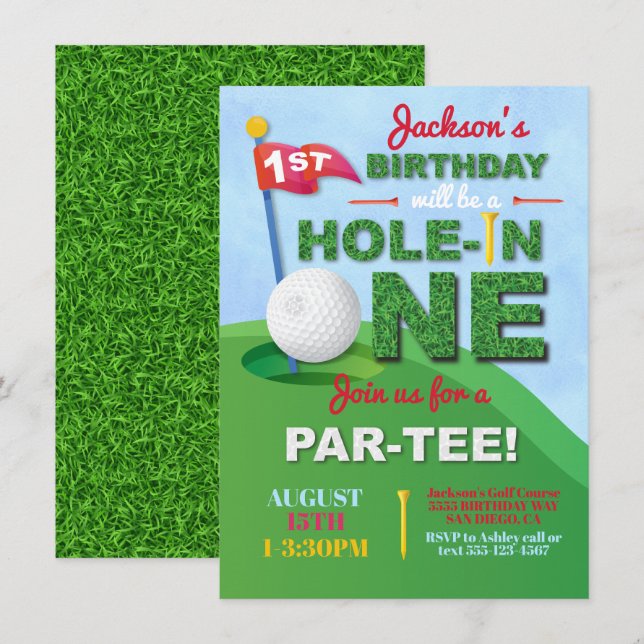 Hole in One 1st Birthday Par-tee Invitation (Front/Back)