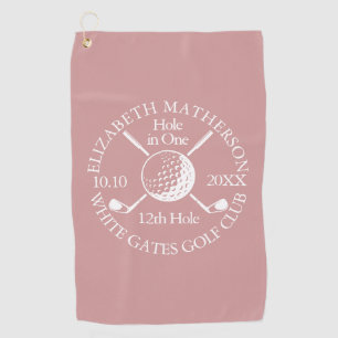 Hole in One Ball Clubs Dusty Rose Pink Golf Towel