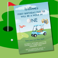 Hole In One Boy Golf Cart Par-tee 1st Birthday 