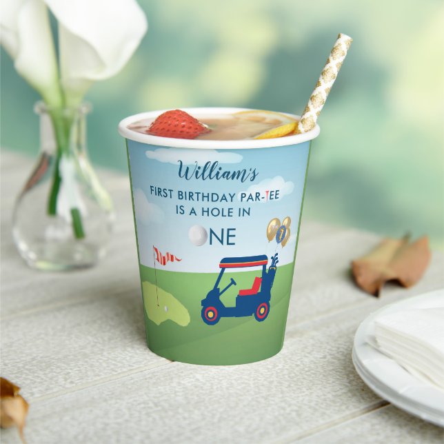 Hole In One Boy Golf Par-tee 1st Birthday  Paper Cups (Insitu)
