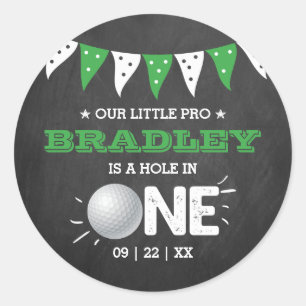 Hole In One Boys Golf 1st Birthday Par-tee Classic Round Sticker