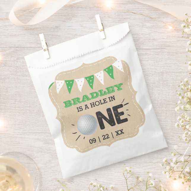 Hole In One Boys Golf 1st Birthday Par-tee Favour Bag (Clipped)