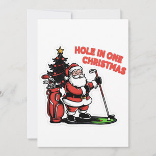 Hole in One Christmas Santa Golf Putt Putt Golf  Invitation