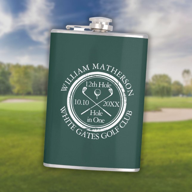 Hole in One Classic Golf Emerald Green Hip Flask (Creator Uploaded)