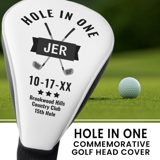 Hole in One Classic Golfer Custom Black & White  Golf Head Cover (Hole in One Classic Golfer Custom Black & White Golf Head Cover)