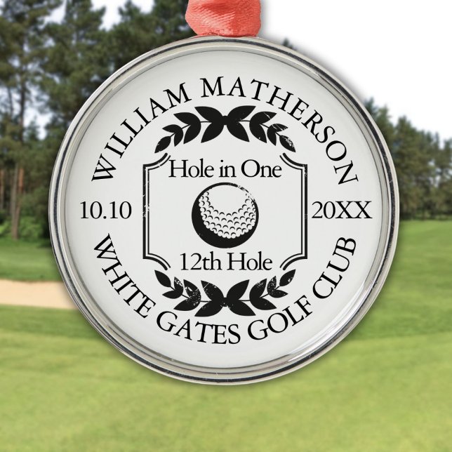 Hole in One Classic Personalised Golf Metal Ornament (Hole in One Classic Personalized Golf Metal Ornament)
