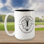 Hole in One Classic Personalised Stylish Golf Two-Tone Coffee Mug<br><div class="desc">Featuring an aged stamp effect classic retro design,  Personalize the name,  location hole number and date to create a great golf keepsake to celebrate that fantastic hole in one. Designed by Thisisnotme©</div>
