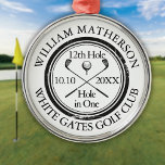 Hole in One Classic Personalized Golf Metal Ornament<br><div class="desc">Featuring an aged stamp effect classic retro design. Personalize the name,  location hole number and date to create a great golf keepsake to celebrate that fantastic hole in one. Designed by Thisisnotme©</div>
