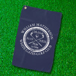 Hole in One Classic Personalized Navy Blue Golf Towel<br><div class="desc">Featuring an aged stamp effect classic retro design. Personalize the name,  location hole number and date to create a great keepsake to celebrate that fantastic hole in one. Designed by Thisisnotme©</div>