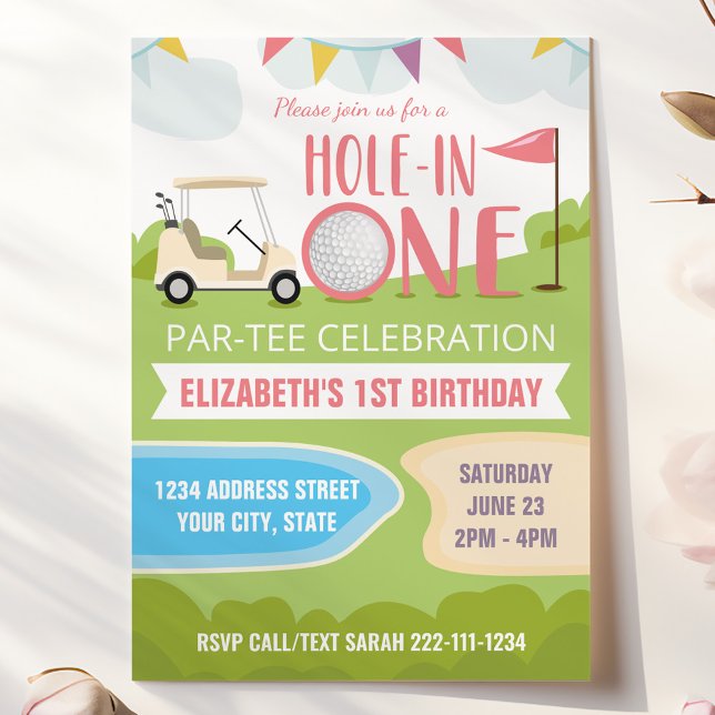 Hole in One First Birthday Invitation for girls (Creator Uploaded)