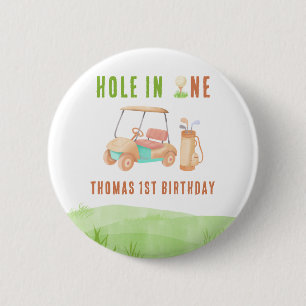Hole In One First Birthday Party 2 Inch Round Button