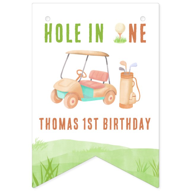 Hole In One First Birthday Party Bunting Flags (First Flag)