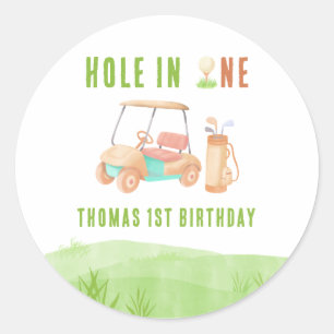 Hole In One First Birthday Party Classic Round Sticker