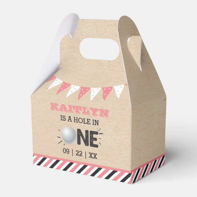 Hole In One Girls Golf 1st Birthday Par-tee Favor Box (Front Side)