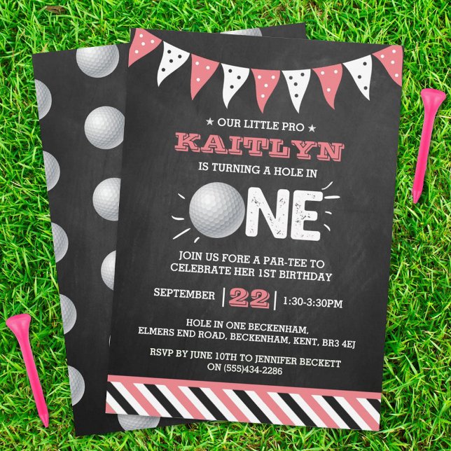 Hole In One Girls Golf 1st Birthday Par-tee Invitation (Creator Uploaded)