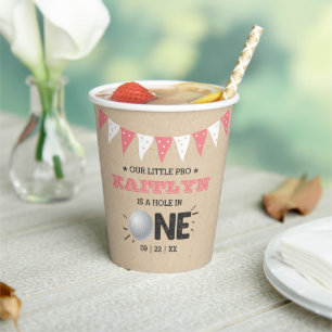 Hole In One Girls Golf 1st Birthday Par-tee Paper Cups