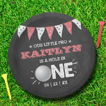 Hole In One Girls Golf 1st Birthday Par-tee Paper Plate<br><div class="desc">Celebrate in style with these trendy 1st birthday party paper plates. The design is easy to personalize with your own wording and your family and friends will be thrilled when they see these fabulous party plates. Matching party items can be found in the collection.</div>