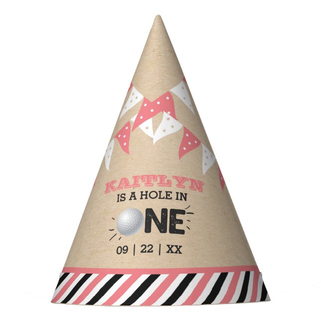 Hole In One Girls Golf 1st Birthday Par-tee Party Hat (Front)