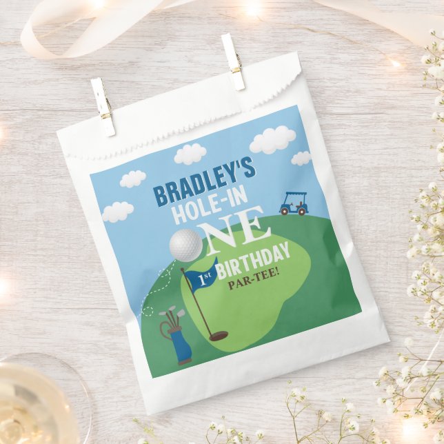 Hole In One Golf 1st Birthday Favour Bag (Clipped)