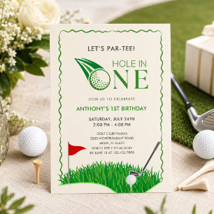 Hole In One Golf 1st Birthday Invitation