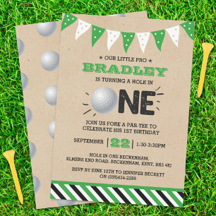 Hole In One Golf 1st Birthday Par-tee Invitation