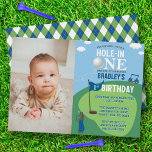 Hole In One Golf 1st Birthday Photo Invitation<br><div class="desc">Celebrate in style with these golf themed 1st birthday invitations. This design is easy to personalize with your special event wording and your guests will be thrilled when they receive these fabulous invites.</div>