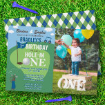 Hole In One Golf 1st Birthday Photo Invitation<br><div class="desc">Celebrate in style with these golf themed 1st birthday invitations. This design is easy to personalize with your special event wording and your guests will be thrilled when they receive these fabulous invites.</div>