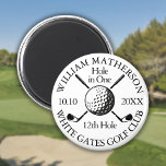 Hole in One Golf Ball And Clubs Personalized Magnet<br><div class="desc">Personalize the name,  location,  hole number and date to create a great keepsake to celebrate that fantastic hole-in-one. Designed by Thisisnotme©</div>