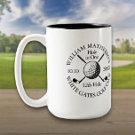 Hole in One Golf Ball And Clubs Personalized Two-Tone Coffee Mug<br><div class="desc">Personalize the name,  location,  hole number and date to create a great keepsake to celebrate that fantastic hole-in-one. Designed by Thisisnotme©</div>