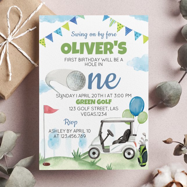 Hole In One Golf Boy 1st Birthday Invitation (Creator Uploaded)