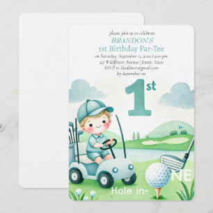 Hole in One Golf Boy 1st Birthday Par-Tee Invitation