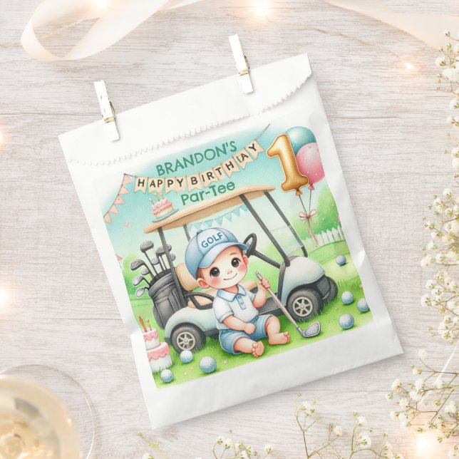 Hole in One Golf Boy 1st Par-tee Birthday Favour Bag (Clipped)