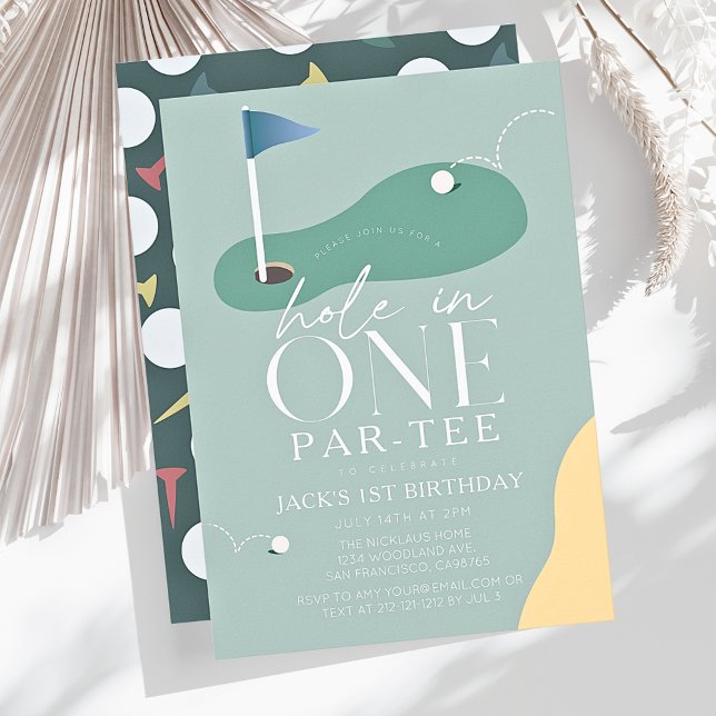 Hole in One Golf Fairway Par-Tee Boy 1st Birthday Invitation (Creator Uploaded)