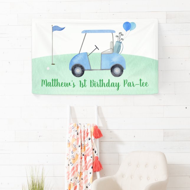 Hole In One Golf First Birthday Par-tee Banner (Insitu)