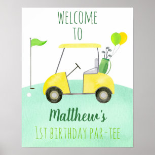 Hole In One Golf First Birthday Par-tee Welcome Poster