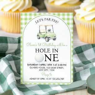 Hole in One Golf First Birthday Party Green Invitation