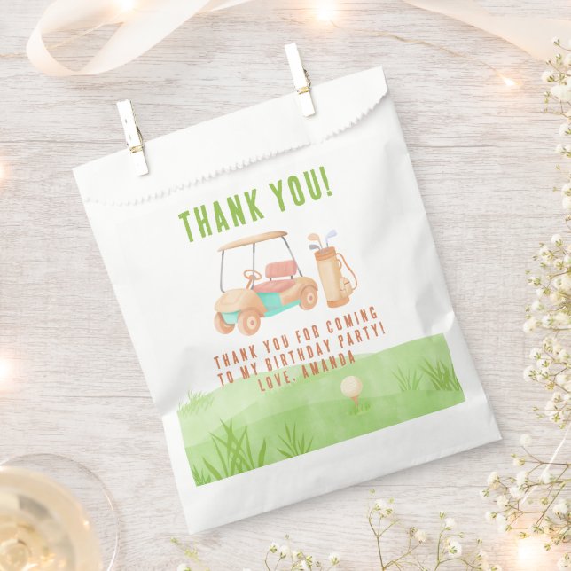 Hole In One Golf First Birthday Thank you Favour Bag (Clipped)