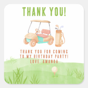 Hole In One Golf First Birthday Thank you Square Sticker