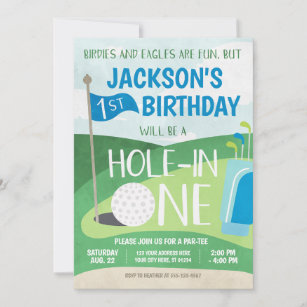 Hole in One Golf Invitation First Birthday Party