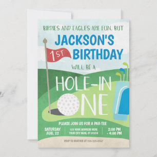 Hole in One Golf Invitation First Birthday Party