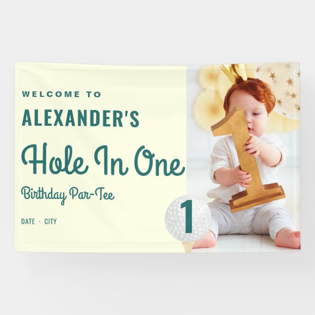 Hole in One Golf Masters 1st Birthday Welcome Sign (Horizontal)
