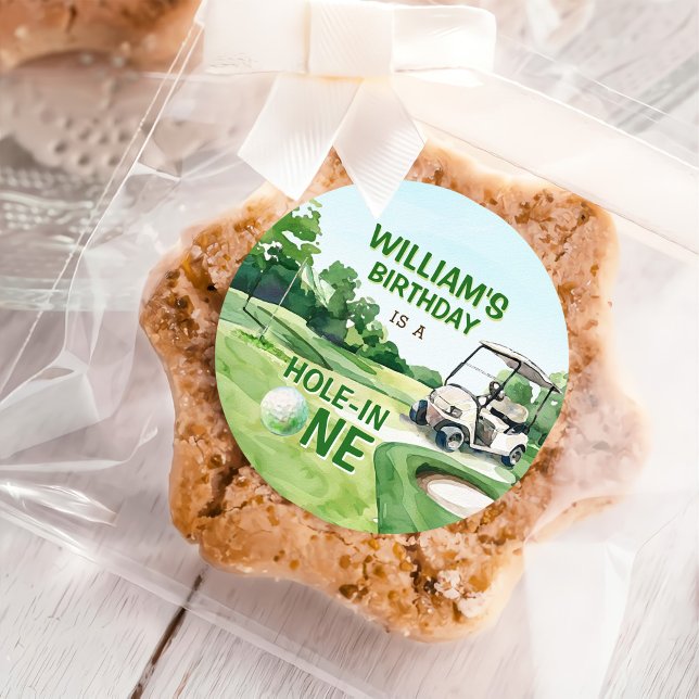 Hole in One Golf Par-tee 1st Birthday Classic Round Sticker (Creator Uploaded)