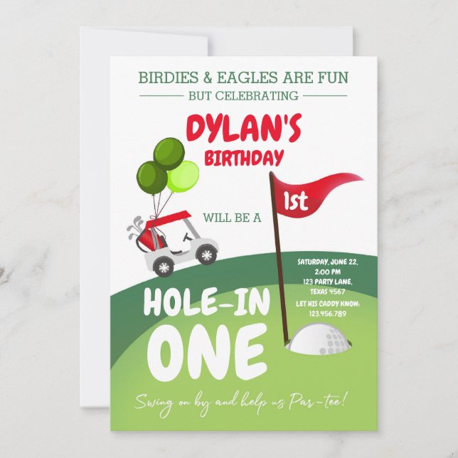 Hole In One Golf Par-tee 1st Birthday Invitation (Devant)