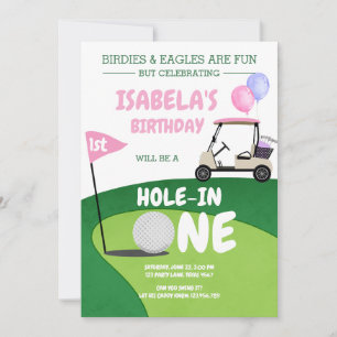 Hole In One Golf Par-tee 1st Birthday Invitation