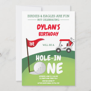 Hole In One Golf Par-tee 1st Birthday Invitation