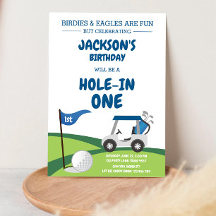 Hole In One Golf Par-tee 1st Birthday Invitation