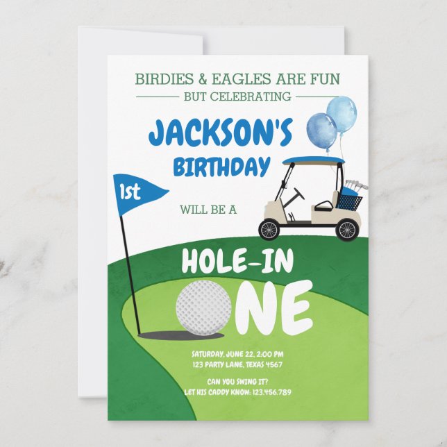 Hole In One Golf Par-tee 1st Birthday Invitation (Devant)