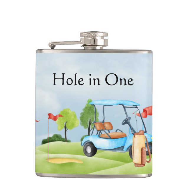 Hole in One Golf Vinyl Wrapped Flask (Front)